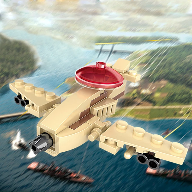 

390PCS 8in1 Military Army Series Armed Forces Building Blocks Fighter Landing Craft Radar Car Battleship Bricks Boy toys