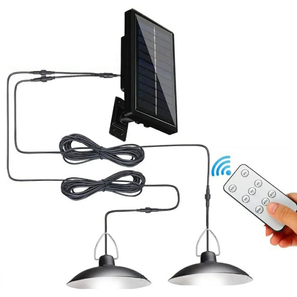 

Solar Pendant Lamp Outdoor/Indoor 3M Cable Solar Powered Hanging Shed Lights with Remote Control for Sheds Yards Garden