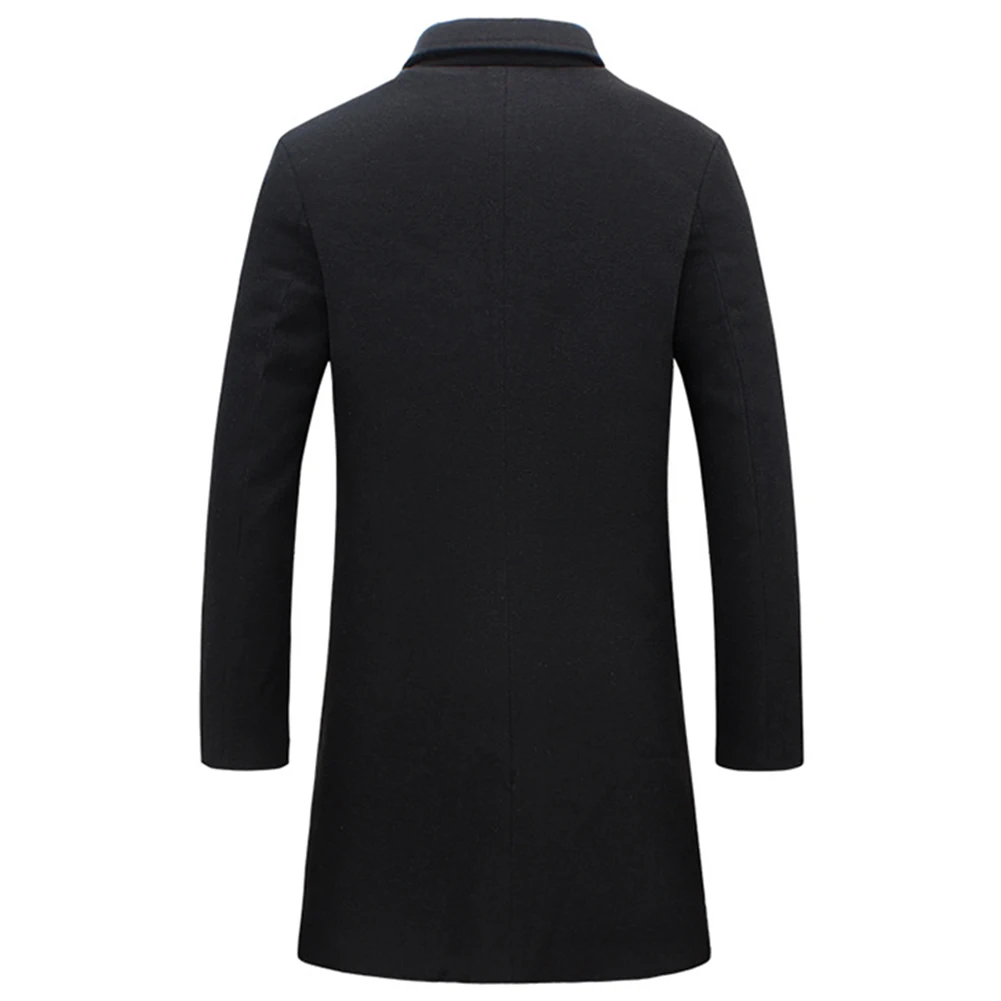 Мужское зимнее пальто с отложным воротником из смесовой шерсти однобортное