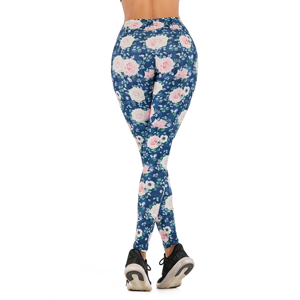 Леггинсы женские с принтом роз и высокой талией | Женская одежда
