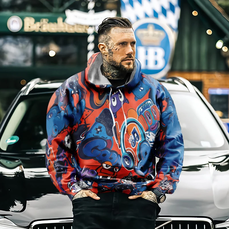 Художественная Толстовка в стиле хип хоп с 3D принтом граффити для мужчин и женщин