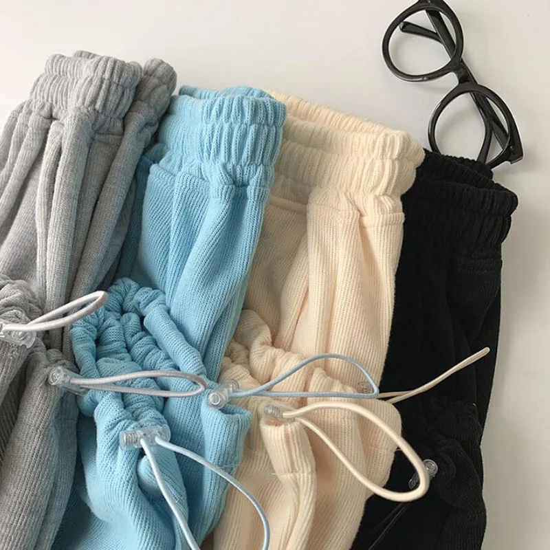 

Женские повседневные брюки, винтажные весенне-осенние свободные однотонные спортивные брюки с высокой талией, повседневные универсальные ...