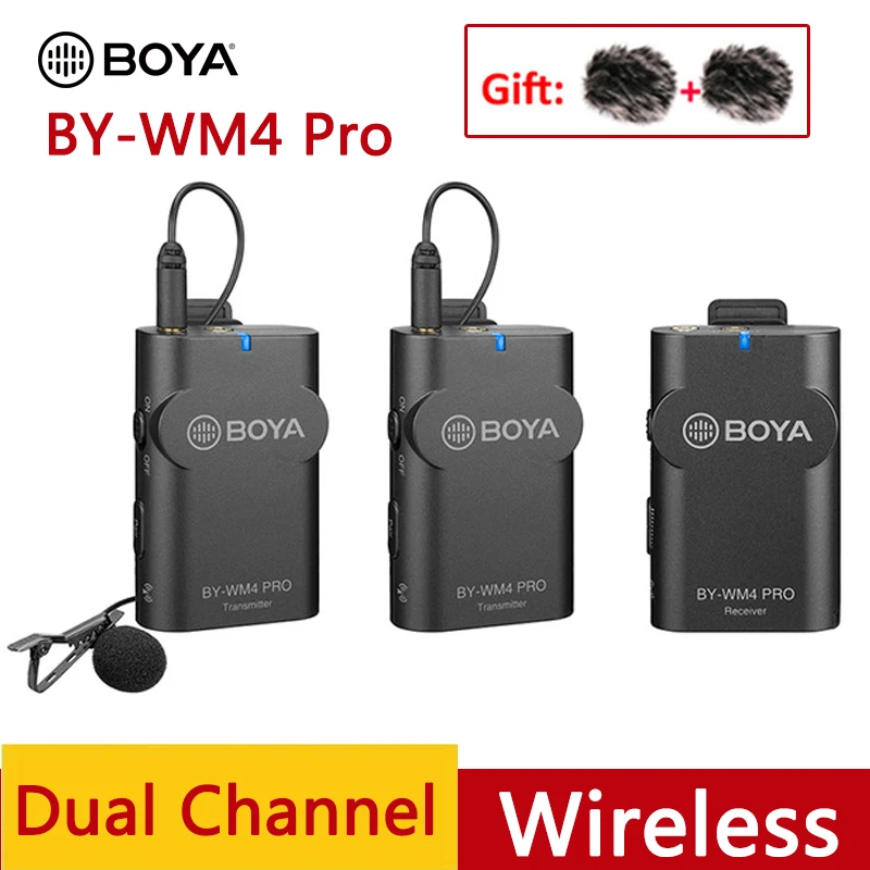 BOYA BY WM4 Pro K1 K2 петличный микрофон Микрофон для DSLR камеры телефон Двухканальный
