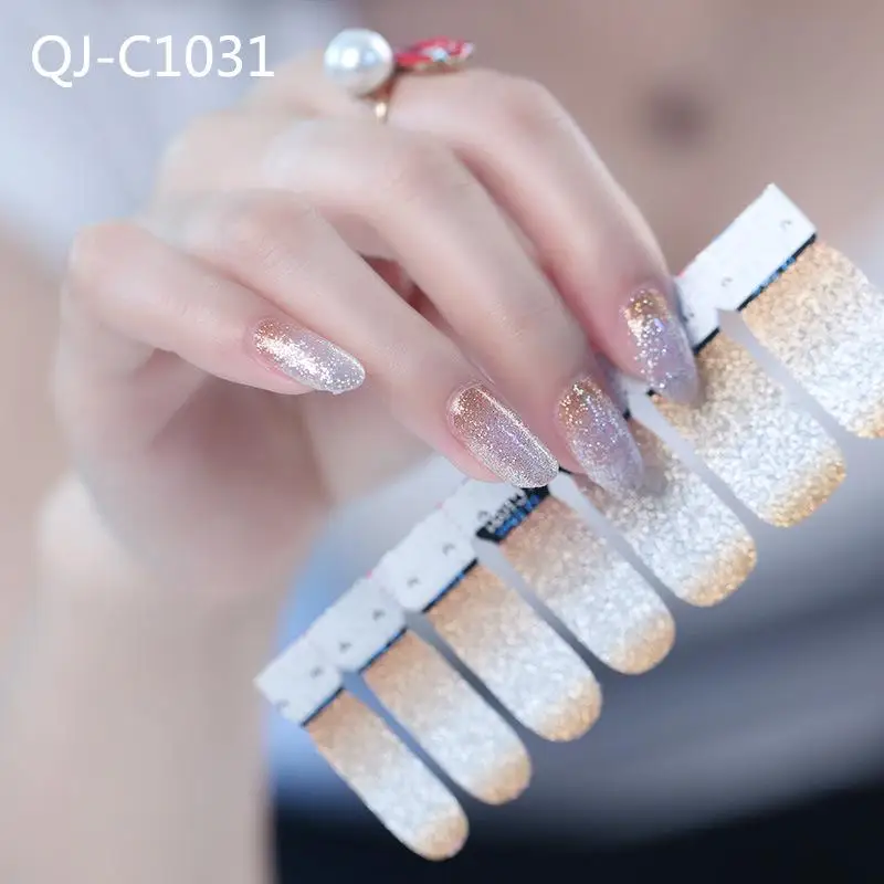 QJ-C-1031 14 цветов градиентный цвет DIY наклейки для ногтей накладные ногти обертывания Маникюр самоклеящийся лак для ногтей Фольга украшения для ногтей - Цвет: QJ-C-1031