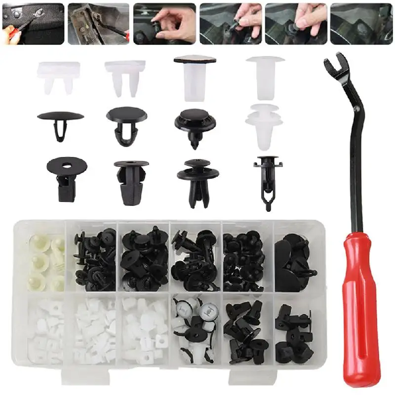 

146 Pcs & Tool Fender Door Hood Bumper Trim Clip Body Retainer Auto Push Pin Rivets Set Bumper Door Trim Panel Clips For Toyota