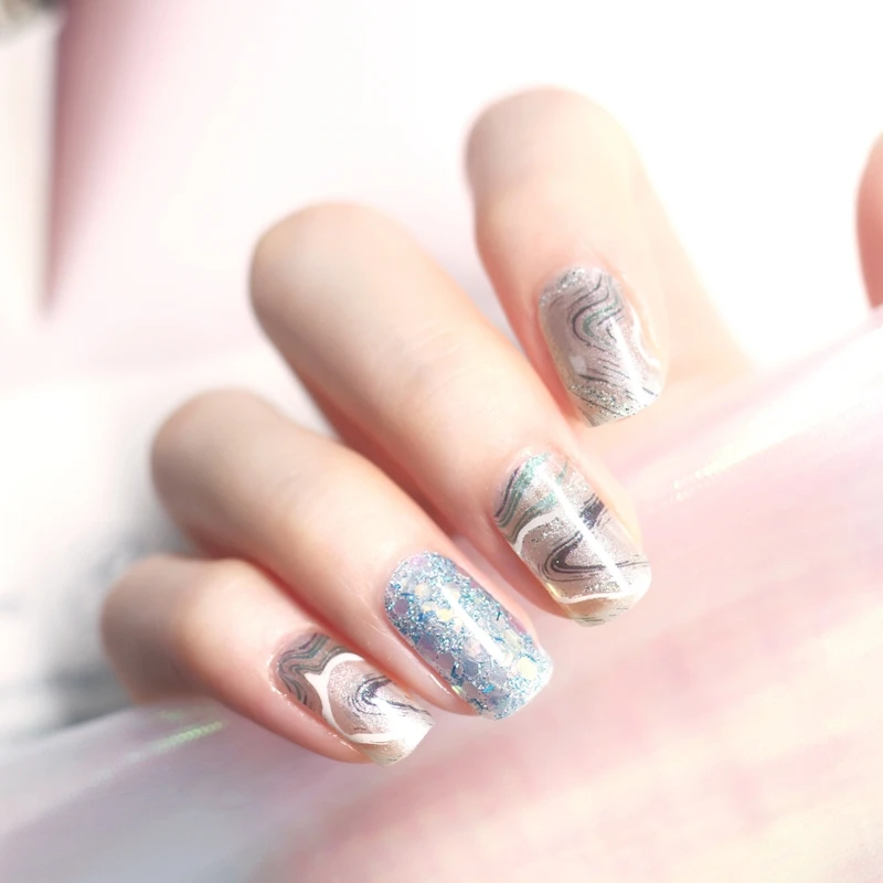 Океан и синий пляж смешанные цвета 20 шт наклейки для ногтей водонепроницаемые