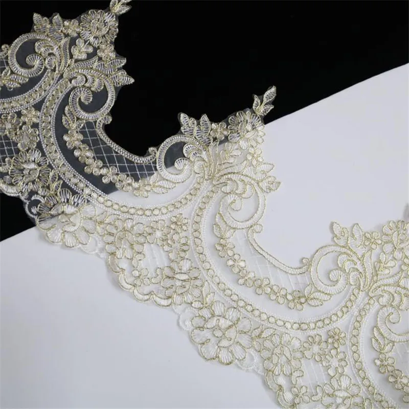 Нежный 1Yd светильник золотой кординг ткань цветок Venise Венеция сетка аппликация с