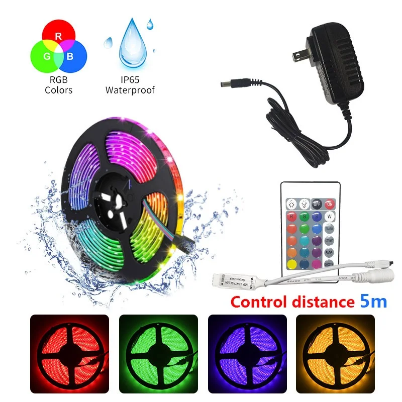 Светодиодная лента RGB 5050 SMD 5 м 10 м 15 м SMD с инфракрасным управлением, гибкая, 12 В постоянного тока, украшение комнаты