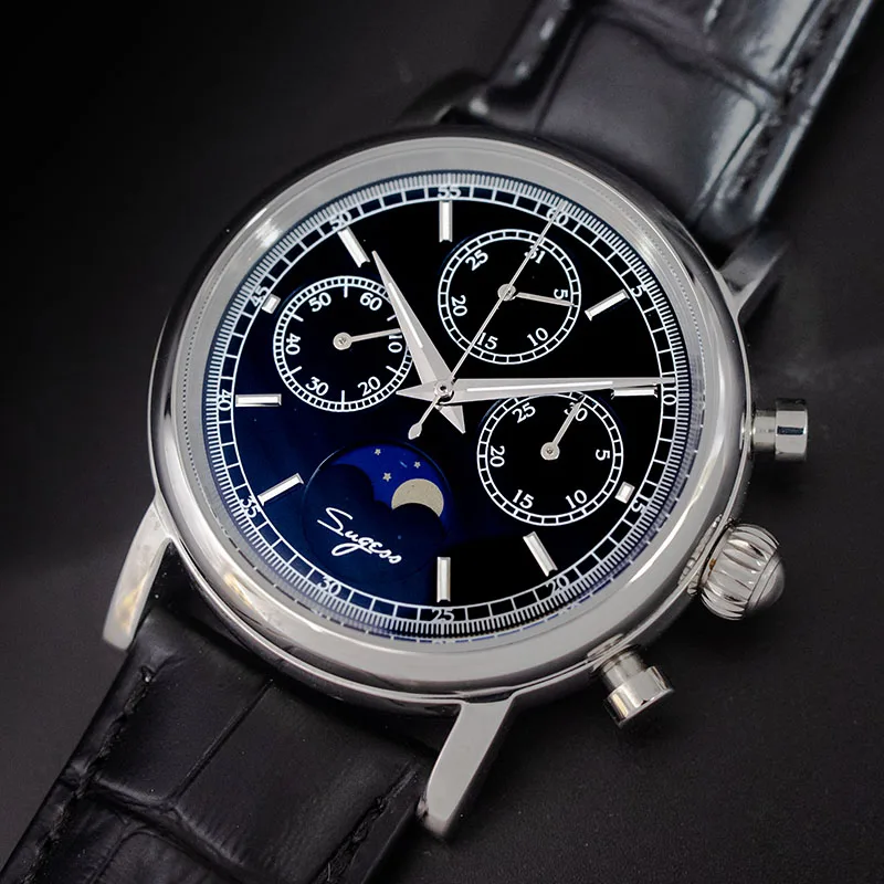 Супер Светящиеся механические часы с хронографом для мужчин ST1908 Moon Phase NATO Calendar мужские наручные часы Relogio