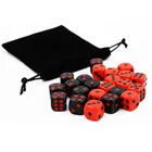 Набор из 24 штук, 16 мм, круглые углы, игровые кубики для вечеринок, красные и черные кубики для настольных игр