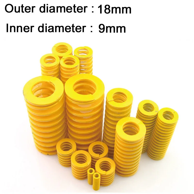 

1Pcs Mould Die Compression Spring Yellow Extra Light Load Stamping Springs Outer Diameter 18mm Inner Diameter 9mm For Hardware