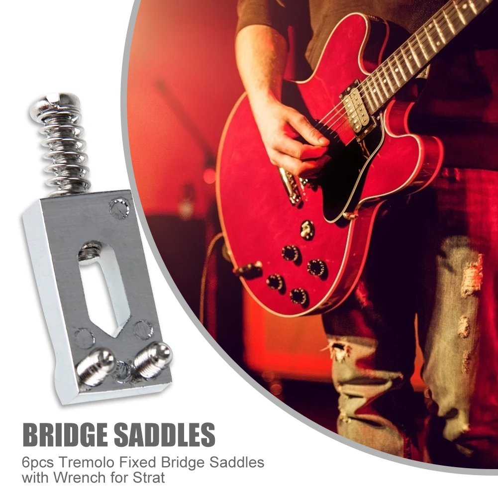 6 stücke tremolo feste brücke sättel mit schlüssel für strat stratocaster e gitarre teile kit für elektrische gitarre zu
