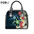 Женские сумки-тоут FORUDESIGNS из искусственной кожи, роскошная дизайнерская сумка с Гавайскими цветами и морскими черепахами, уличная Сумка-Кроссбоди с 3D-принтом, 2021