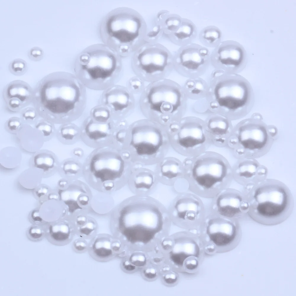 

1000PCS White Half Round ABS Pearl Rhinestones FlatBack for Handmade 3D Nail Scrapbook Crafts Clothing DIY Accessories