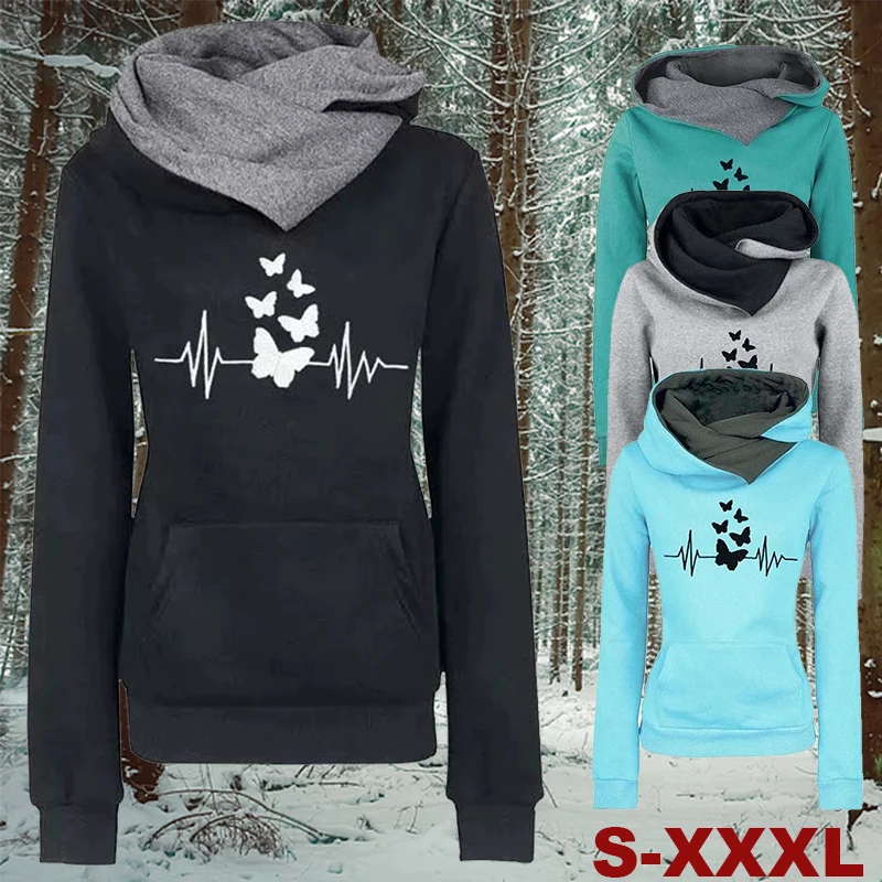 

Осенне-зимние женские толстовки с милым рисунком, женские модные пуловеры с длинным рукавом, свитшот, топы, винтажное теплое пальто с капюшо...