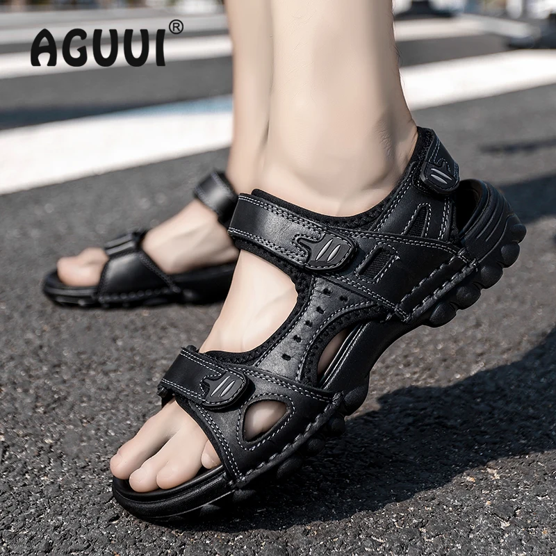 Сандалии мужские из воловьей кожи Нескользящие пляжные туфли для дайвинга и