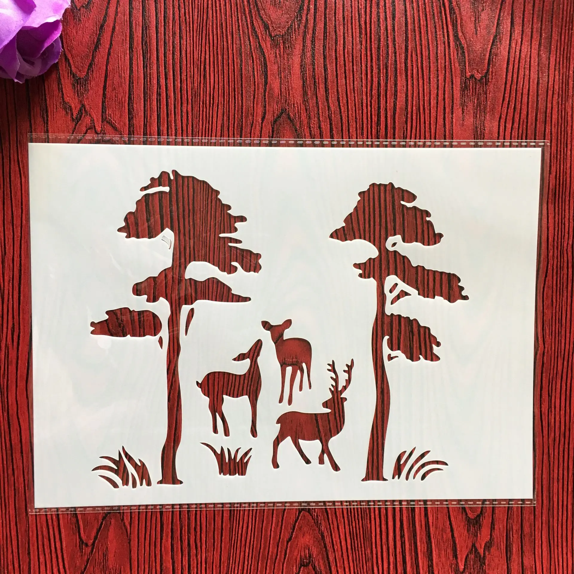 

A4 29 * 21cm Sika Deer tree DIY Stencils Wall Painting Scrapbook Coloring Embossing Album Decorative Paper Card Template
