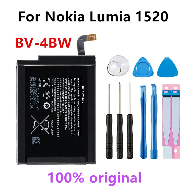 

Original BV-4BW 3500mAh Replacement Battery For Nokia Lumia 1520 MARS Phablet RM-937 Bea BV4BW Li-Polymer Batteries +Tools