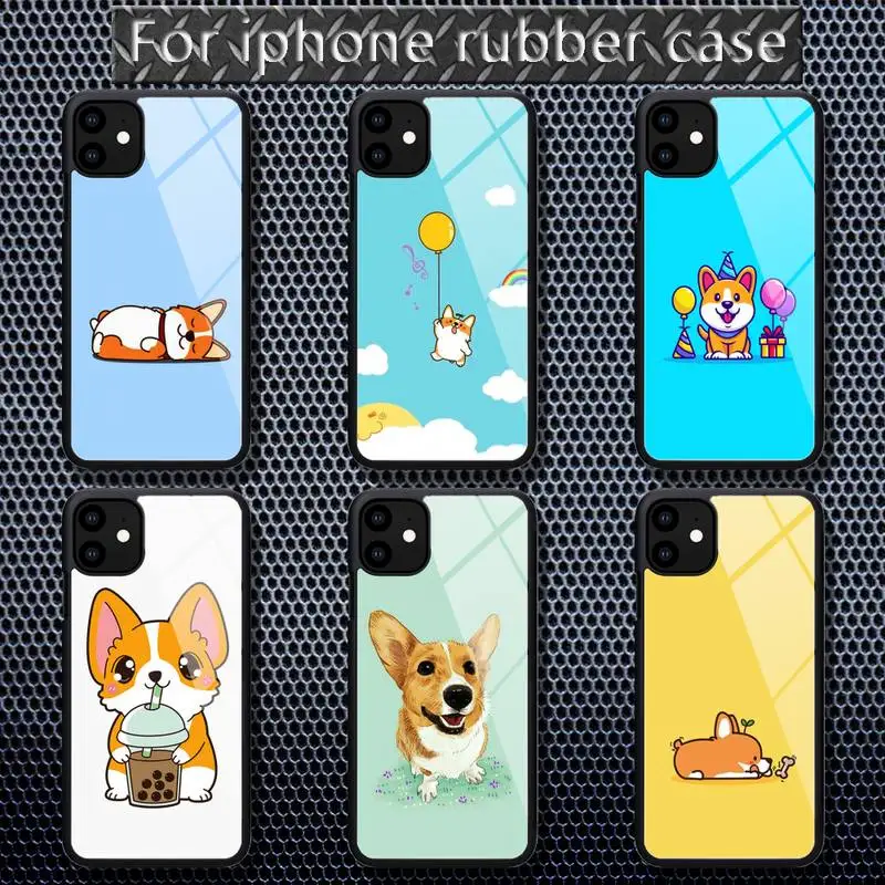 

Cute Cartoon Corgi Dog  Phone Cases Rubber for iPhone 12 11 Pro Max XS 8 7 6 6S Plus X 5S SE 2020 XR 12 Mini case