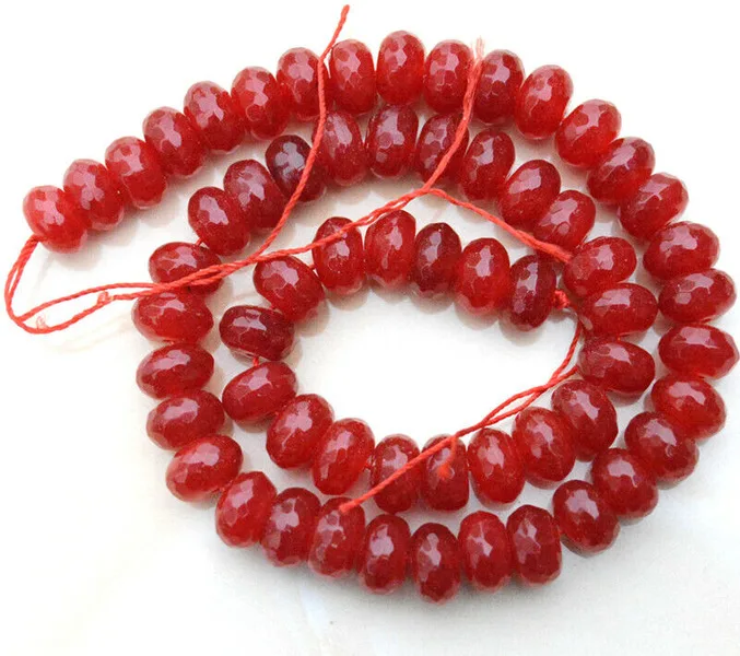 

Fashion Natural 6x10mm Faceted Red Ruby Roundel Gemstone 15"