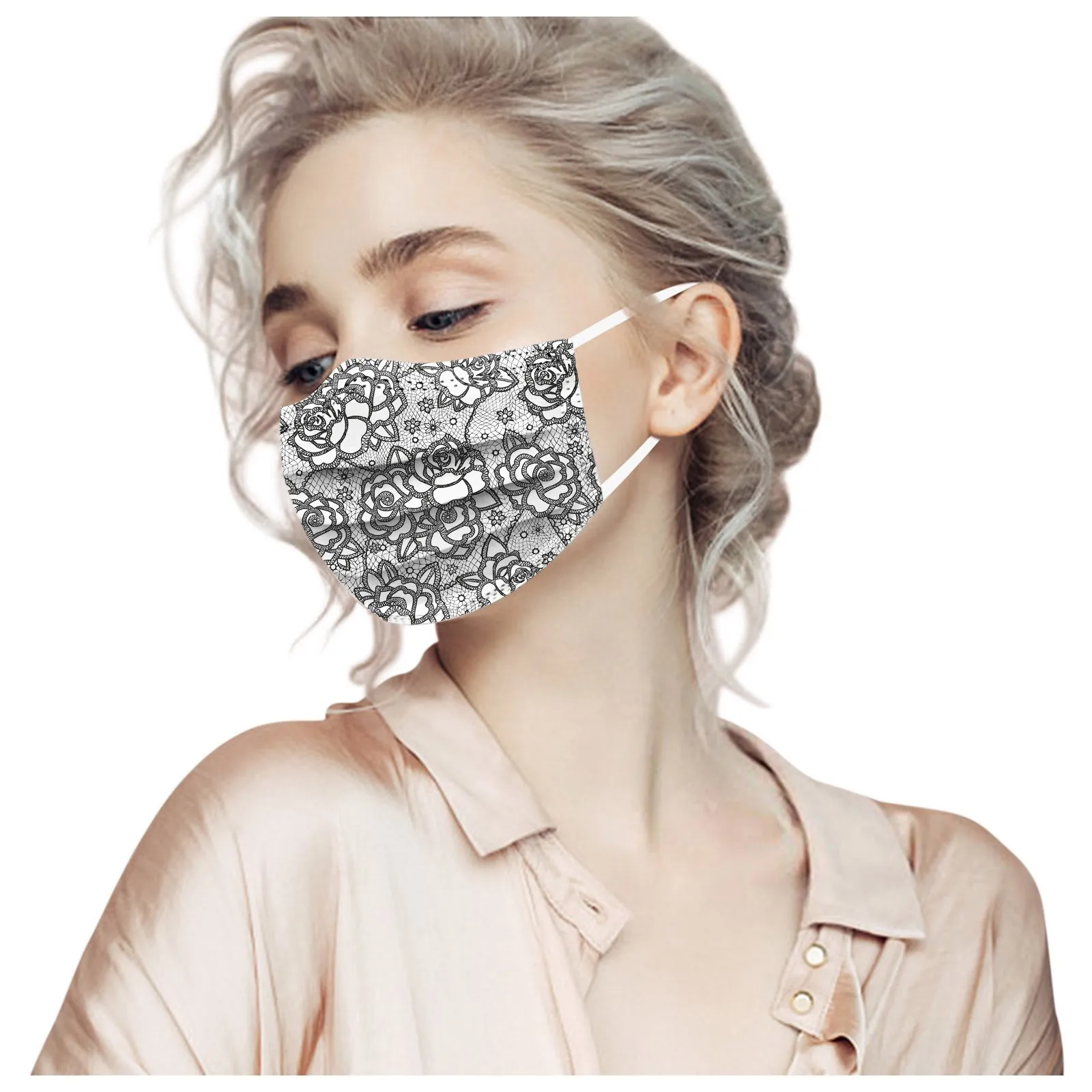 Одноразовые Reutilizable маска для лица 50 шт в наборе взрослые кружевные одноразовая
