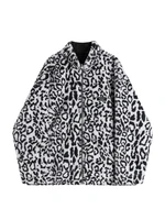 2022 leopard cotton jacket leather coat warm thick turtleneck unisex oversize vintage gothic hip hop fashion female fur outwear