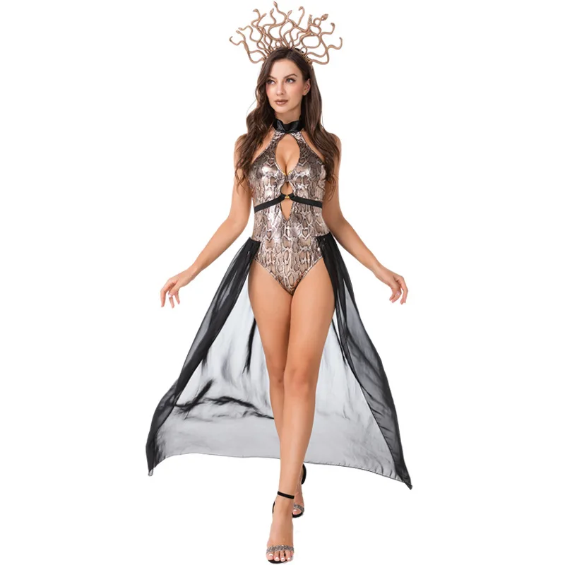 Umorden Purim Halloween Costumes for Women Sexy Gorgon Sedusa Medusa Costume Cosplay with Snake Head Band | Тематическая одежда и