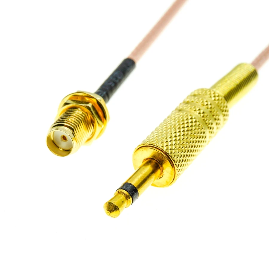 SMA Female Bulkhead to 3.5mm 1/8&quot TS Male Mono RF RG316 Coax Jumper Pigtail Cable | Connectors