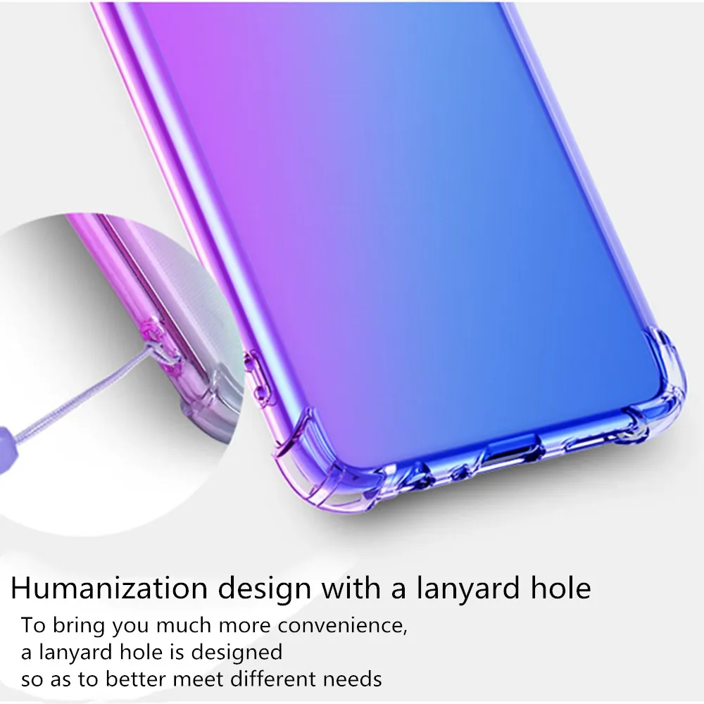 Fashion Half Transparent Gradient Phone Case For Samsung A10 A20 A30 A40 A50 A70 A80 A90 S E Airbag Corners Soft Silicon Cover | Мобильные