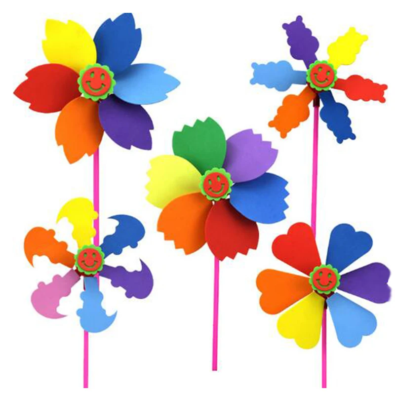 EVA Windmill DIY мультфильм ремесла игрушки для детей ручной работы Pinwheel ремесло