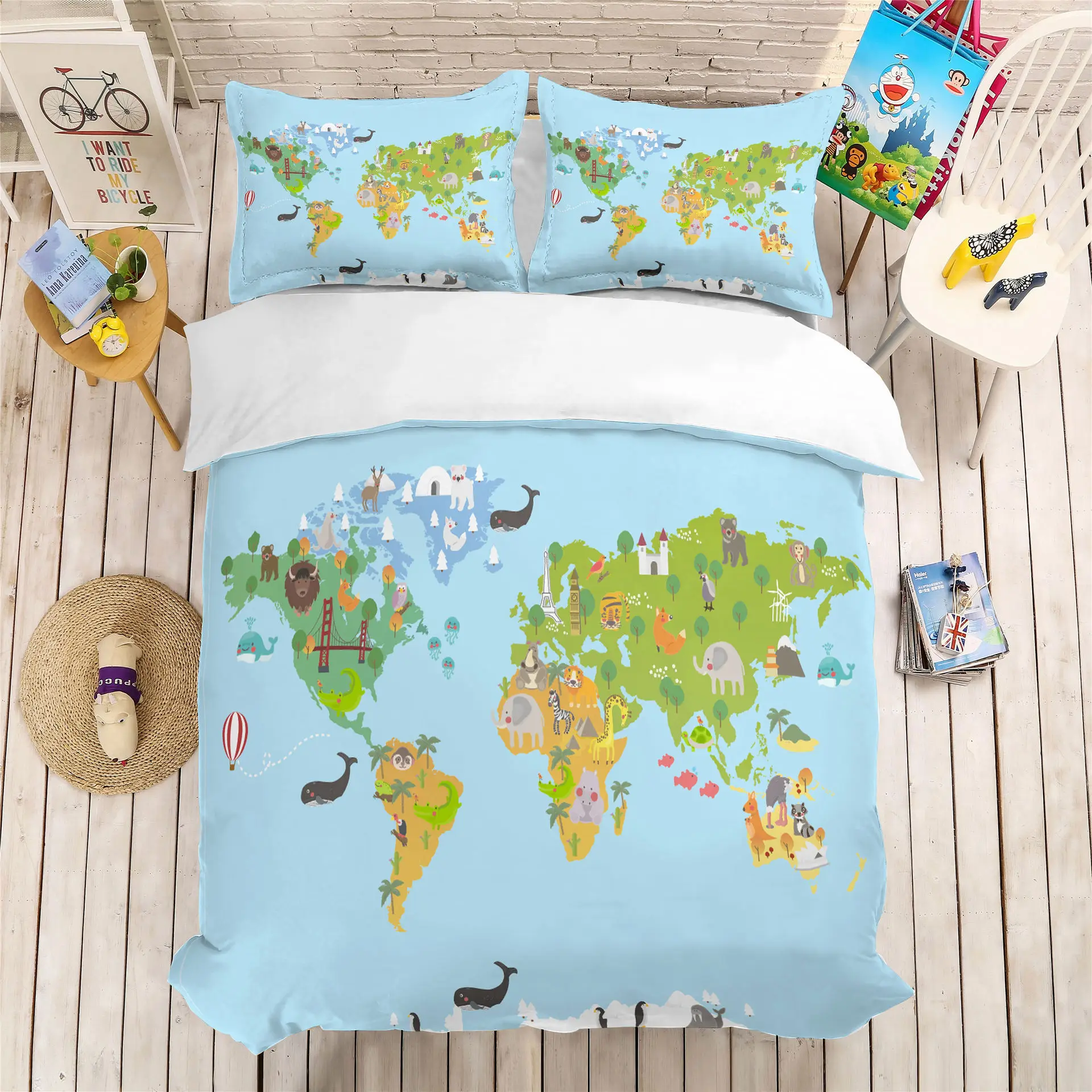 

Комплект постельного белья с картой мира, односпальный Комплект постельного белья, двуспальный комплект с трехмерным покрытием, картой мира, для детской спальни, с принтом 09
