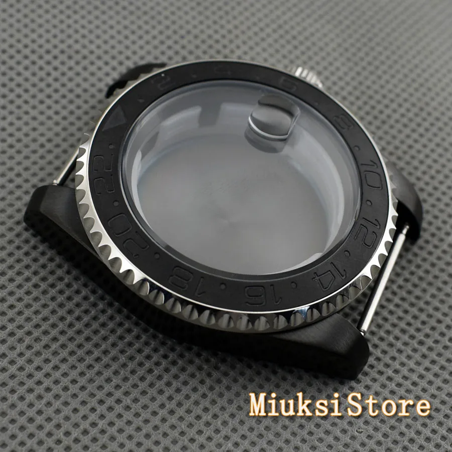 40mm sapphire glass black ceramic bezel PVD steel watch case fit NH35 NH36 ETA 2836 Miyota 82 Serie DG2813/3804 movement | Наручные часы