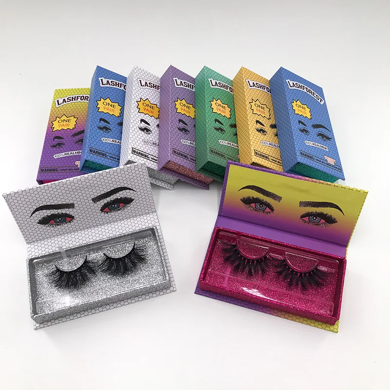 Оптовая продажа 3D норковые ресницы пользовательский принт логотип черный белый