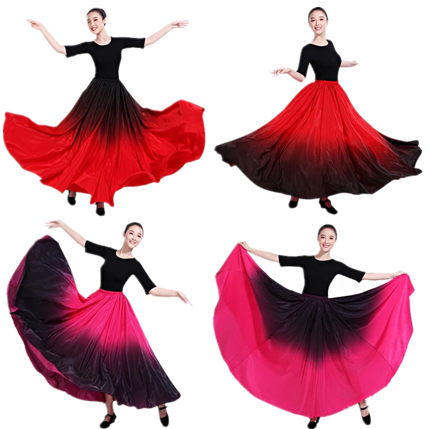 

Женский танцевальный костюм, элегантное платье с юбкой фламенко с испанской градиентной расцветкой, танцевальная одежда для цыганских танцев