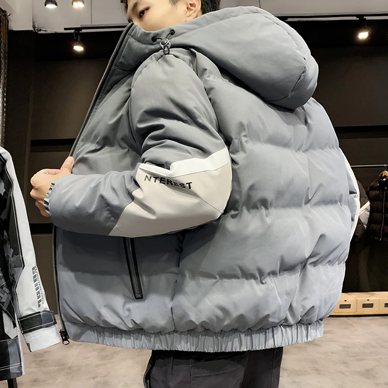 New 2022 Autumn Winter Thick Warm Parkas Mens Casual Hooded Cotton-Padded Jackets Streetwear Down Coats Male Loose Tops Clothing