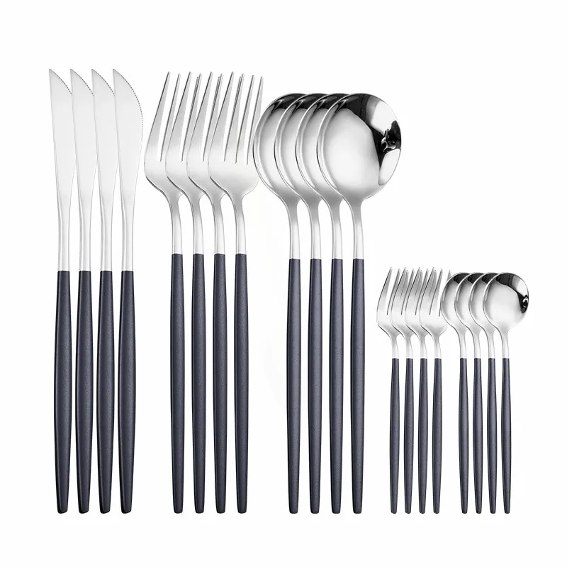 

Stainless Steel Cutlery Set Spoon Fork Knife Tableware Set 20Pcs Pink Gold Dinnerware Complete Kitchen Dinner Flatware Luxury
