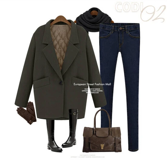 Manteau femme Европейский Осень Зима Женское негабаритное стеганое шерстяное пальто простая Верхняя одежда casaco feminino пальто - Цвет: Army Green