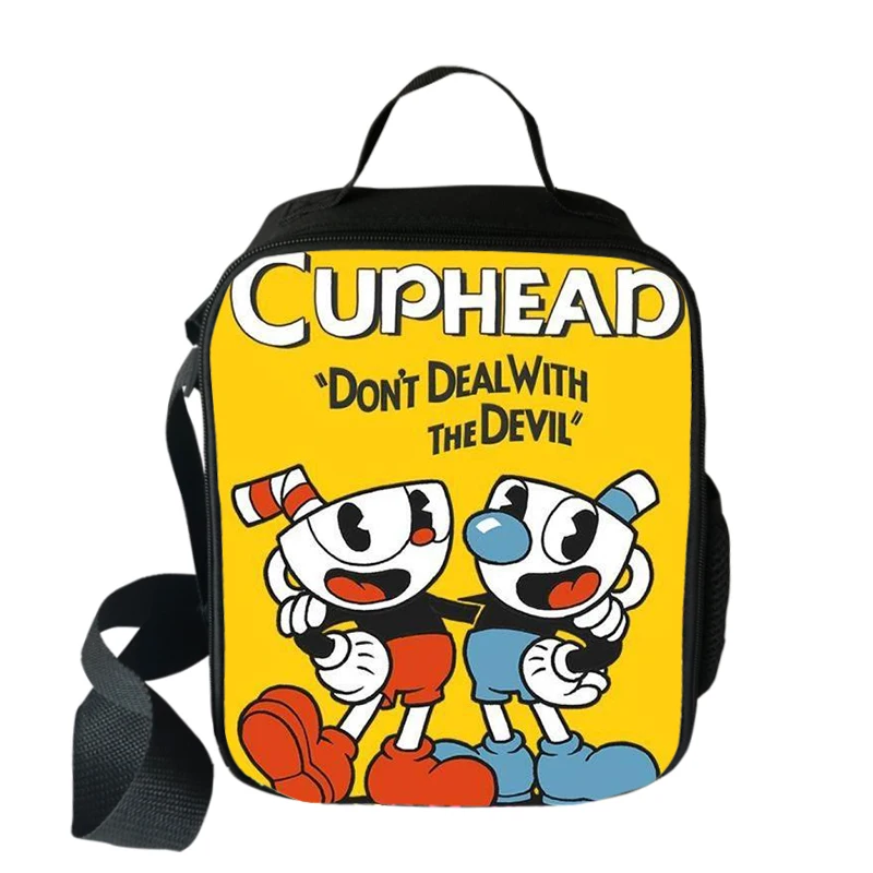 Hot Game Cuphead Mugman Cooler Lunch Bag Cartoon Girls Portable Thermal Food Picnic Bags for School Kids Boys Box Tote