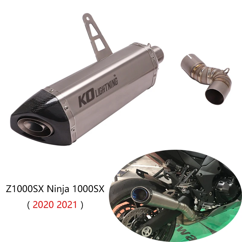 

For 2020 2021 Ninja 1000SX Z1000SX Slip-on Exhaust Pipe Motorcycle Titanium Alloy Mid Link Tube 51mm Muffler Removable DB Killer