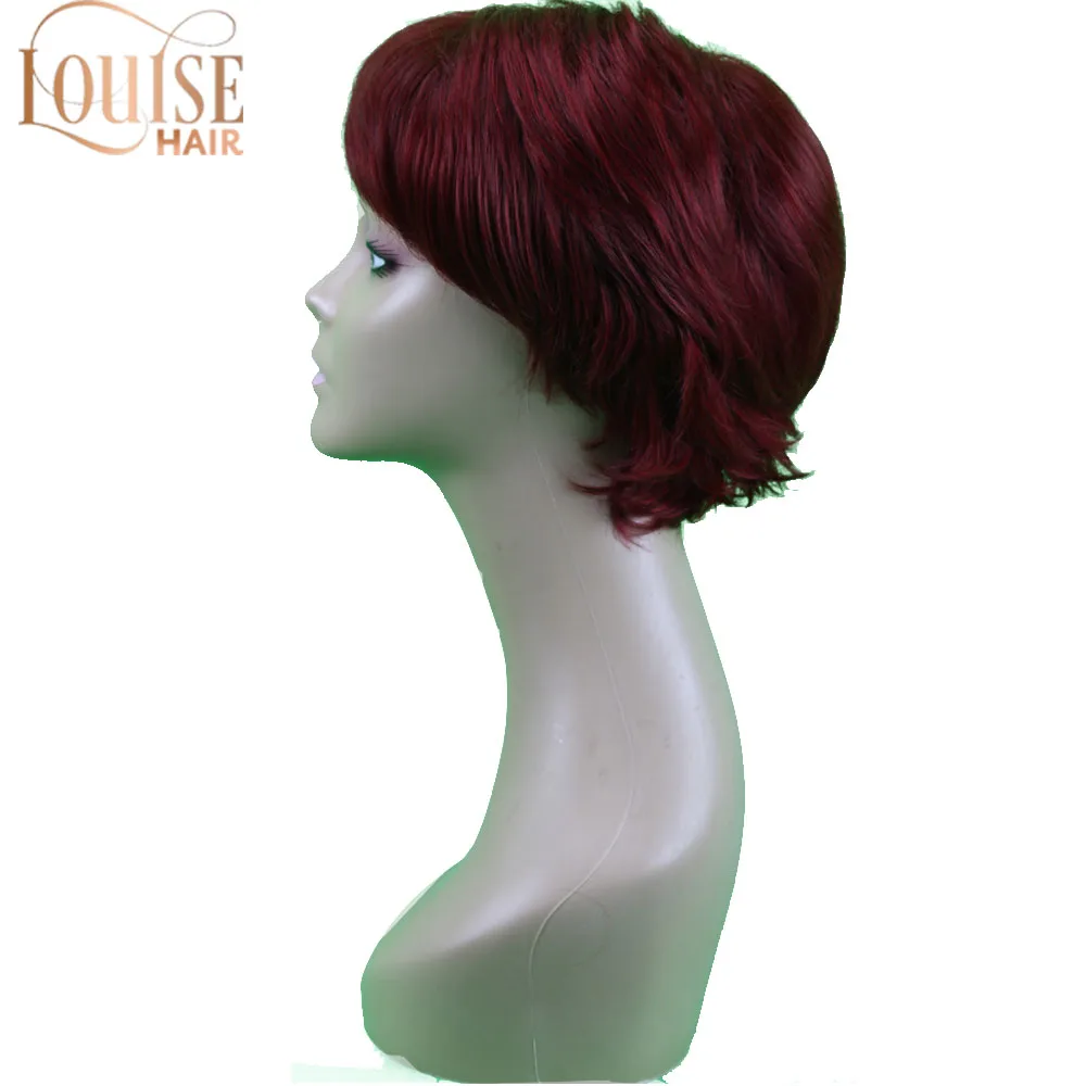 Короткие бордовые парики Louise вьющиеся синтетические волосы женские красные с