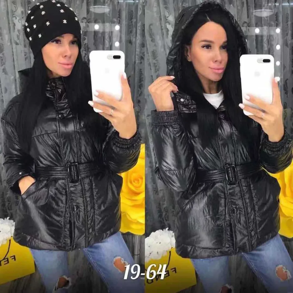 Блестящая Серебристая зимняя куртка для женщин, зимнее пальто с поясом, хлопковая стеганая Женская куртка-бомбер с капюшоном, Abrigos Mujer Invierno