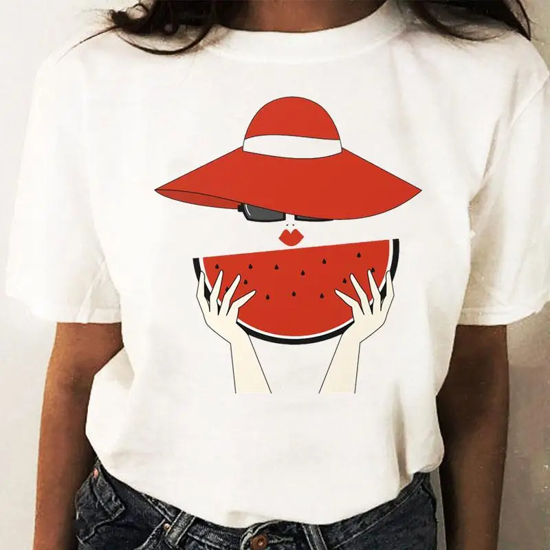 

Fashion Print T-shirts Women Cartoon Shirt Stylish Short Sleeve Watermelon Summer 90s Graphic T Top 2022 Female Tee T-Shirt