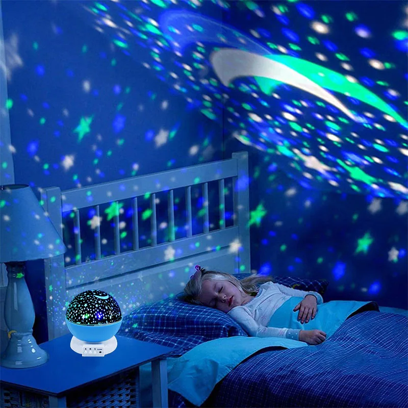 

LED Night Light Rotating Colorful Sky Cosmos Moon Star Projector Romantic Lamp Kids Baby Room Sleep Lighting Gift for Children