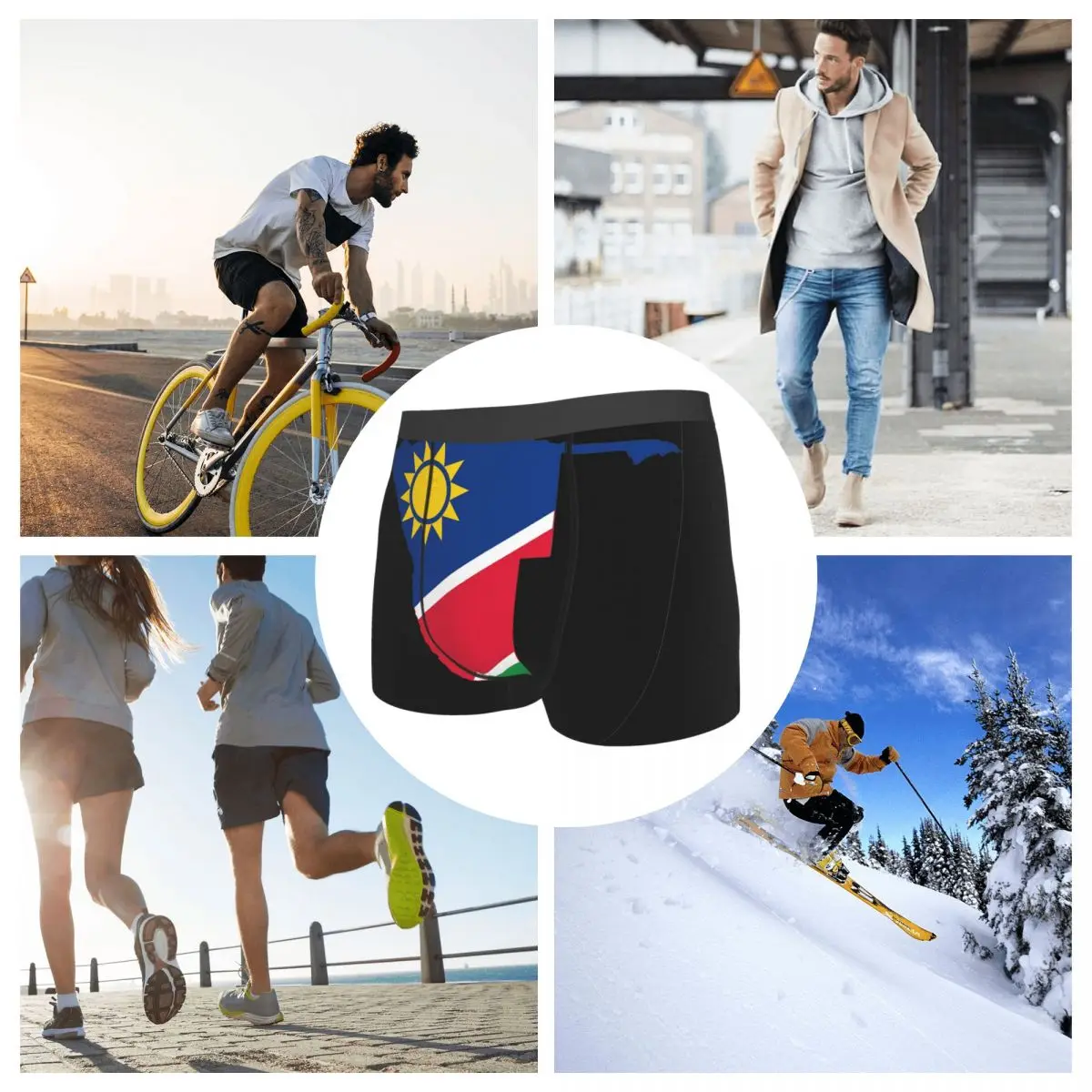 Flag Map Of Namibia Men's Boxer Briefs R301 Graphic elastic pants for men