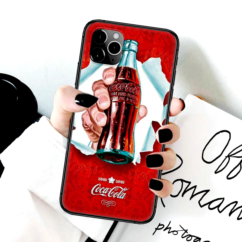 

Soda Cola Phone Case For Iphone 4 4s 5 5S SE 5C 6 6S 7 8 Plus X XS XR 11 12 Mini Pro Max 2020 black Back Trend Funda Tpu Shell