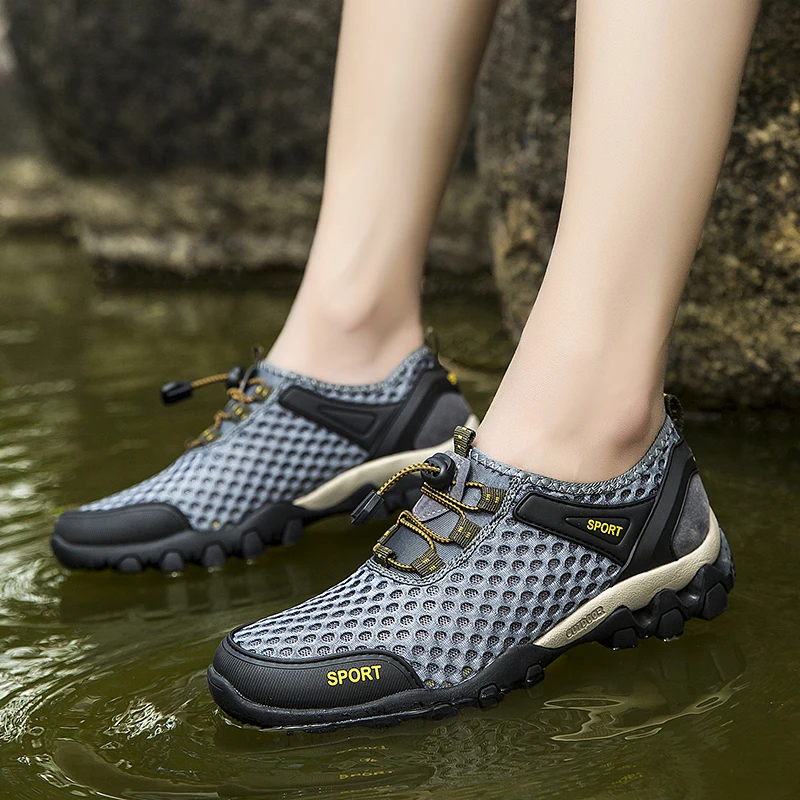 

2021 New Summer New Men's Sandals Mesh Drawstring Slippers Men's Outdoor Casual Shoes Wading Shoes Comfortable Sandals