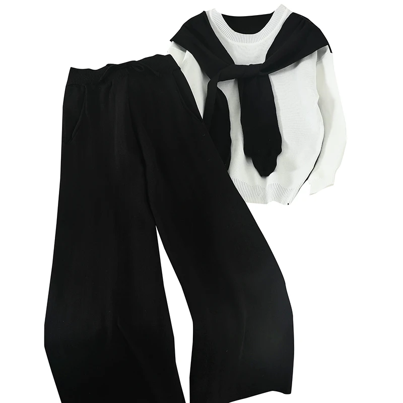 Новинка комплект из двух предметов женский свитер с цветными блоками широкие