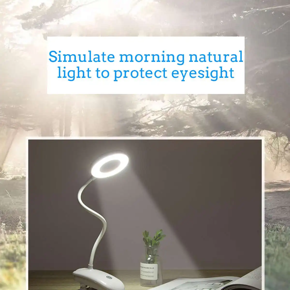 

Folding LED Desk Lamp Touch On/Off Switch Eye Protection Clip Table Light 3 Modes Dimmable Portable USB Rechargeable Desk Lights
