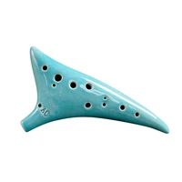 beginner 12 holes warped tail ceramic ocarina alto c hand painted musical instrument with lanyard music score protective bag
