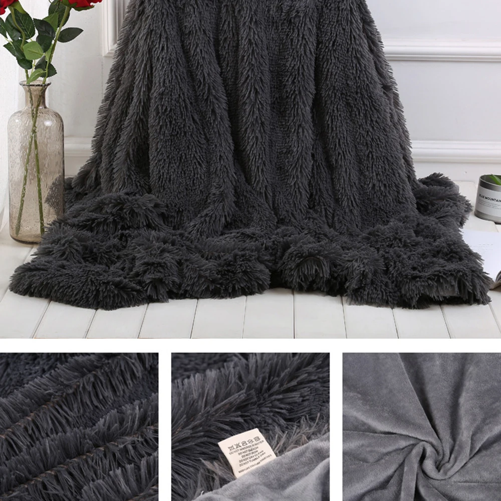 Скандинавское супер мягкое лохматое меховое плюшевое одеяло пушистое уютное с